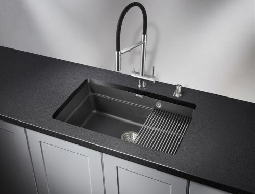 Кухонная мойка GRANULA KS-7303U, ЧЁРНЫЙ  кварц