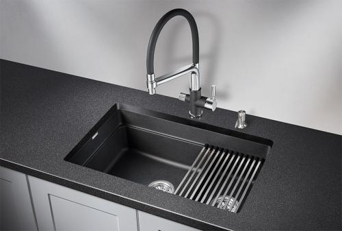 Кухонная мойка GRANULA KS-7304U, ЧЁРНЫЙ  кварц