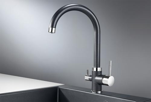 Кухонный смеситель GRANULA 2168, ШВАРЦ (чёрный металлик)