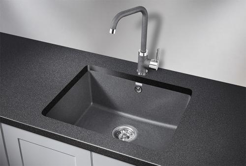 Кухонная мойка GRANULA 5551, ГРАФИТ (ЧЁРНО-СЕРЫЙ), кварц