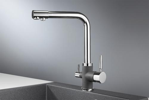 Кухонный смеситель GRANULA 3015, XРОМ/ГРАФИТ (ЧЁРНО-СЕРЫЙ)