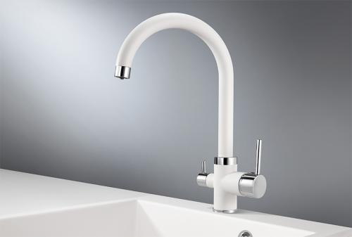 Кухонный смеситель GRANULA 2168, АРКТИК (БЕЛЫЙ)