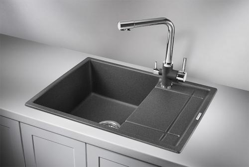 Кухонная мойка GRANULA 6501, ГРАФИТ (ЧЁРНО-СЕРЫЙ), кварц