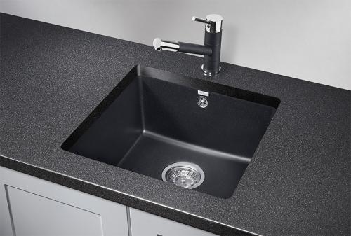 Кухонная мойка GRANULA 4451, ШВАРЦ (чёрный металлик), кварц
