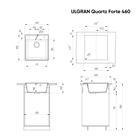 Мойка ULGRAN Quartz Forte 460-05