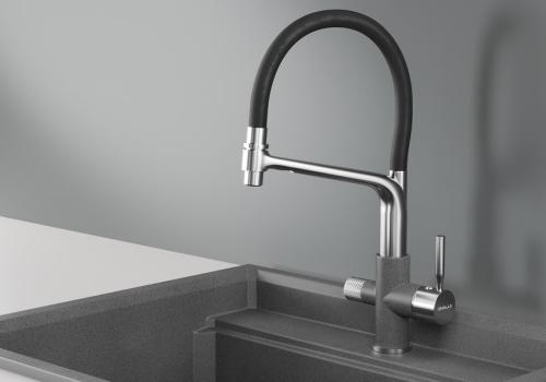 Кухонный смеситель GRANULA 0075, ГРАФИТ (ЧЁРНО-СЕРЫЙ)