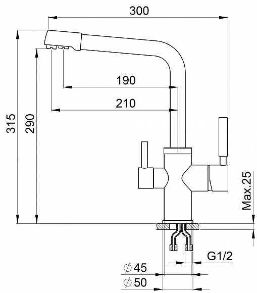 Кухонный смеситель GRANULA Комплект кухонный смеситель Granula 2015 Базальт + Фильтр Granula