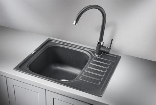 Кухонная мойка GRANULA 5801, ЧЁРНЫЙ, кварц