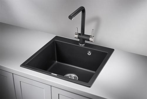 Кухонная мойка GRANULA 5102, ШВАРЦ (чёрный металлик), кварц