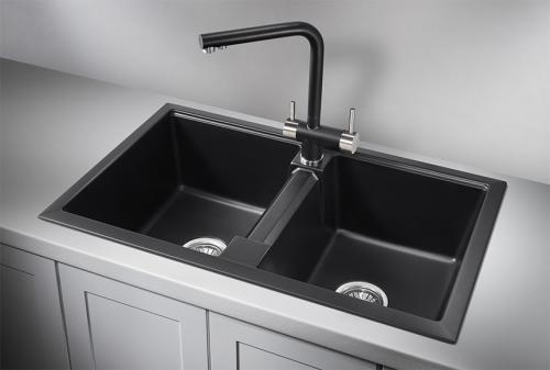 Кухонная мойка GRANULA 8101, ШВАРЦ (чёрный металлик), кварц