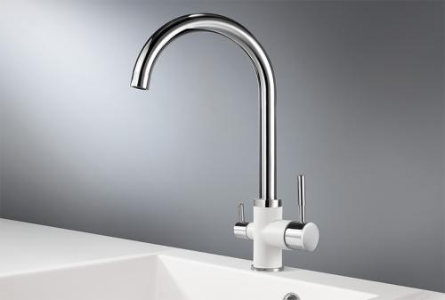 Кухонный смеситель GRANULA 3168, XРОМ/АРКТИК (БЕЛЫЙ)