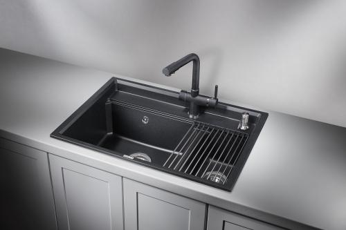 Кухонная мойка GRANULA KS-7302, ЧЁРНЫЙ  кварц