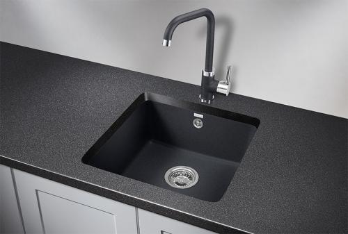 Кухонная мойка GRANULA 3801, ШВАРЦ (чёрный металлик), кварц