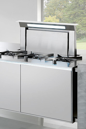 Falmec Design+ DOWN DRAFT tavolo 90 vetro bianco