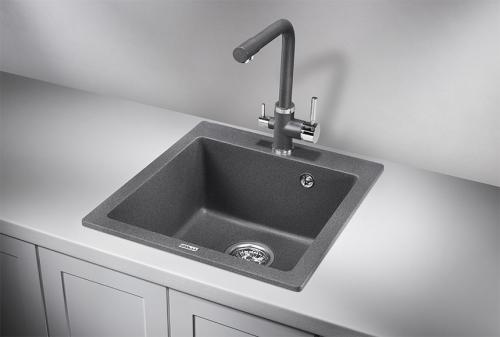 Кухонная мойка GRANULA 4651, ГРАФИТ (ЧЁРНО-СЕРЫЙ), кварц