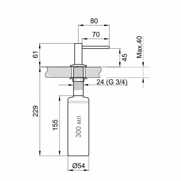 Кухонный дозатор GRANULA 304 D, НЕРЖ