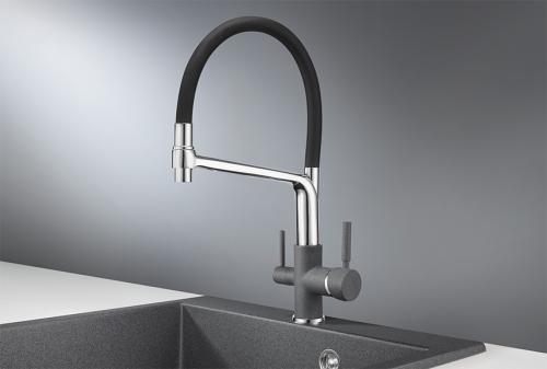 Кухонный смеситель GRANULA 0083, ГРАФИТ (ЧЁРНО-СЕРЫЙ)