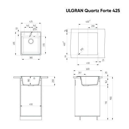 Мойка ULGRAN Quartz Forte 425-01