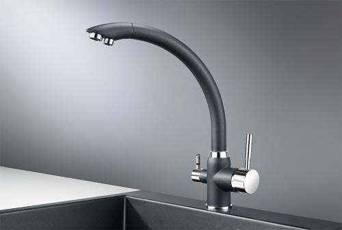 Кухонный смеситель GRANULA 2167, ШВАРЦ (чёрный металлик)