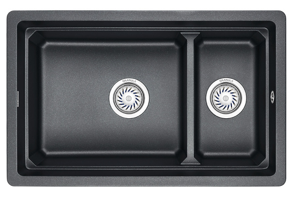 Кухонная мойка GRANULA KS-7304U, ШВАРЦ (чёрный металлик), кварц