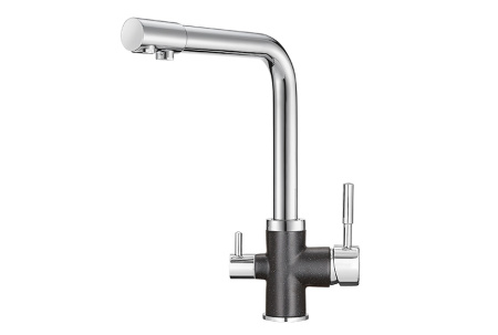 Кухонный смеситель GRANULA 3015, XРОМ/ЧЁРНЫЙ