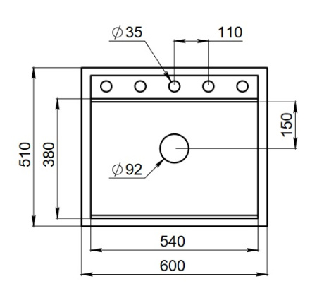 Кухонная мойка GRANULA KS-6003, ЧЁРНЫЙ, кварц