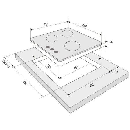 KRONA FIERO 45 BL газовая варочная поверхность (независимая)