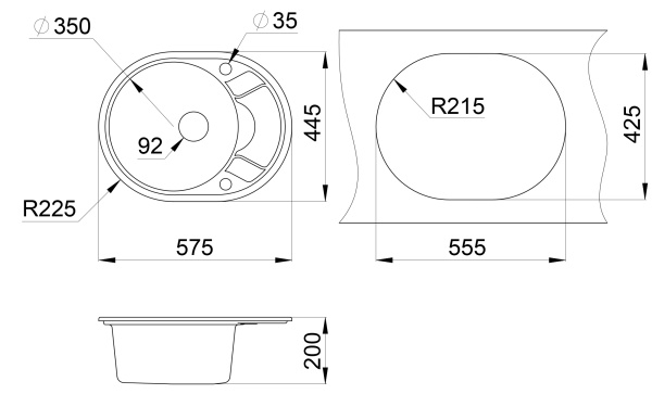 Кухонная мойка GRANULA 5802, АЛЮМИНИУМ  кварц