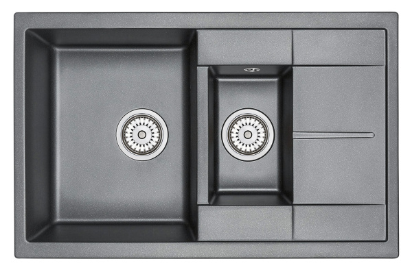 Кухонная мойка GRANULA 7802, ЧЁРНЫЙ, кварц