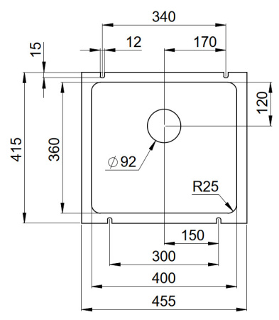 Кухонная мойка GRANULA 3601, ШВАРЦ (чёрный металлик), кварц