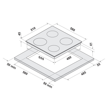KRONA LUNA 60 BL/S K электрическая варочная поверхность (независимая)