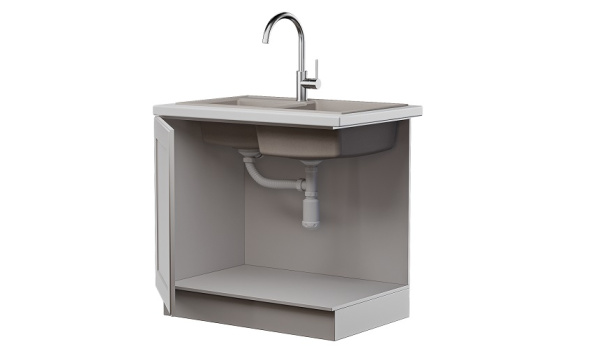 Сифон двойной GRAND 31/2 с круглым переливом и винтом и отводом металл.(341-11-24)