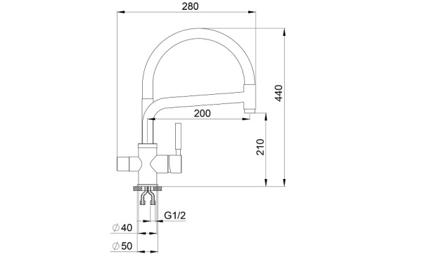 Кухонный смеситель GRANULA 0075, АЛЮМИНИУМ