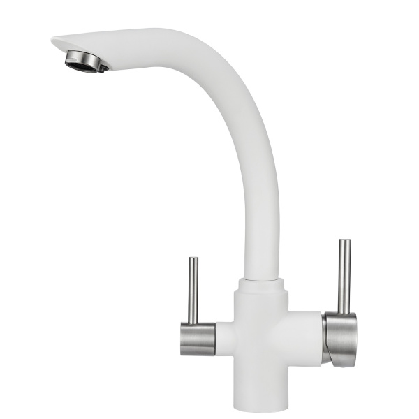 Кухонный смеситель GRANULA 2304, АРКТИК (БЕЛЫЙ)