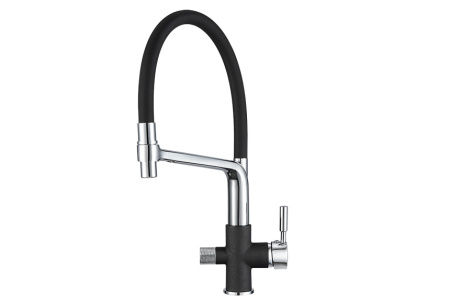 Кухонный смеситель GRANULA 0075, ШВАРЦ (чёрный металлик)