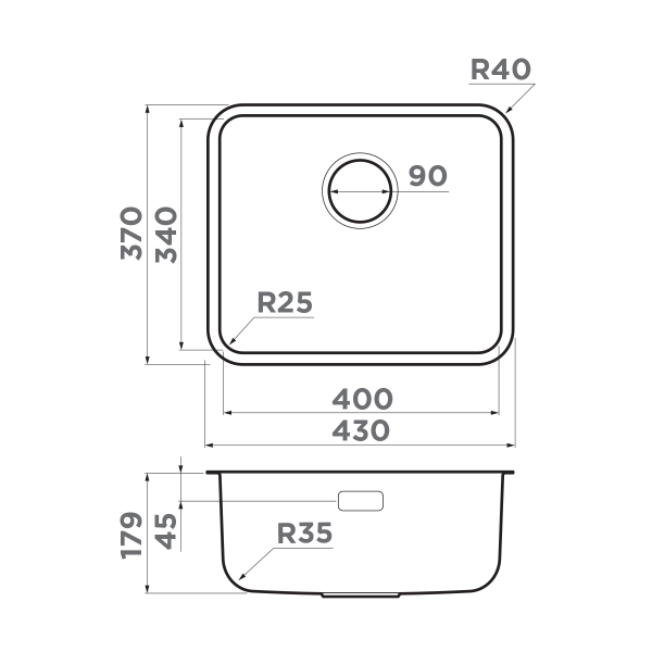 Omoikiri Omi 43-U/I Ultra Mini-GB нерж. сталь/графит