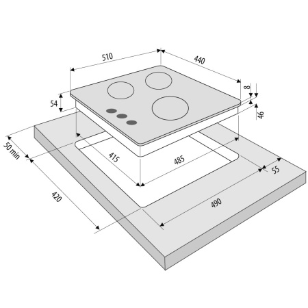 KRONA CORNIOLA 45 BL газовая варочная поверхность (независимая)