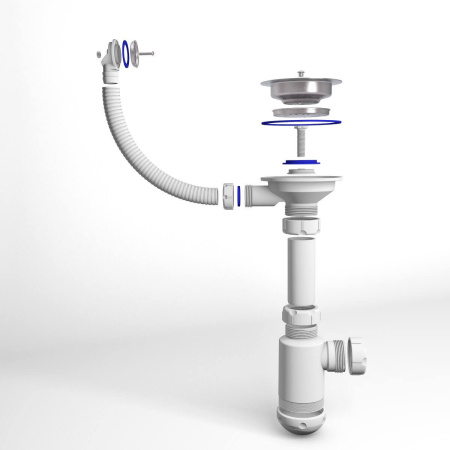 Сифон GRAND 3 1/2 с круглым переливом и винтом металл.