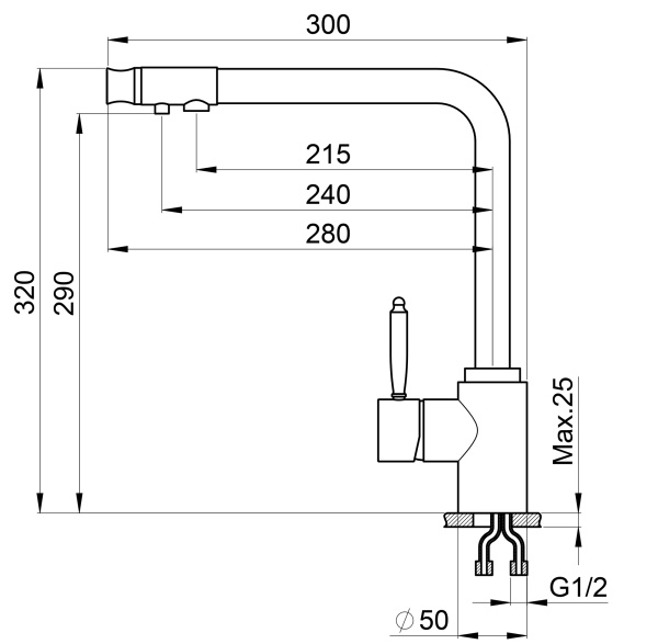 Кухонный смеситель GRANULA 2301, АНТИК (БЕЖЕВЫЙ)
