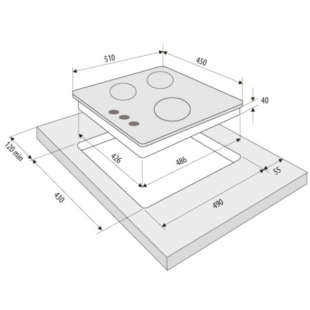 KRONA TORDO 45 IX газовая варочная поверхность (независимая)