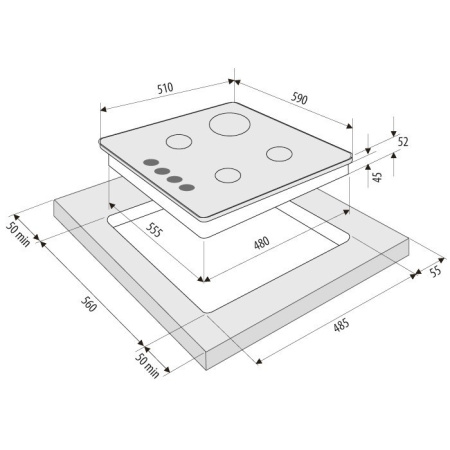 KRONA ORTICA 60 IX газовая варочная поверхность (независимая)