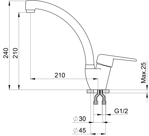 Кухонный смеситель GRANULA 2024 ЭСПРЕССО СМЕСИТЕЛЬ КУХОННЫЙ