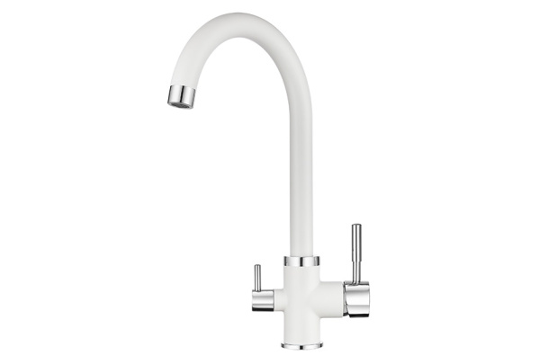 Кухонный смеситель GRANULA 2168, АРКТИК (БЕЛЫЙ)