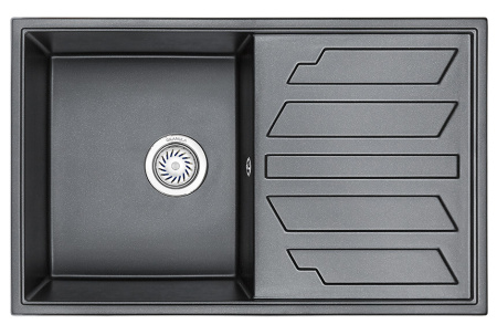 Кухонная мойка GRANULA 8002, ШВАРЦ (чёрный металлик), кварц