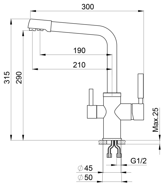Кухонный смеситель GRANULA 3015, XРОМ/АНТИК (БЕЖЕВЫЙ)