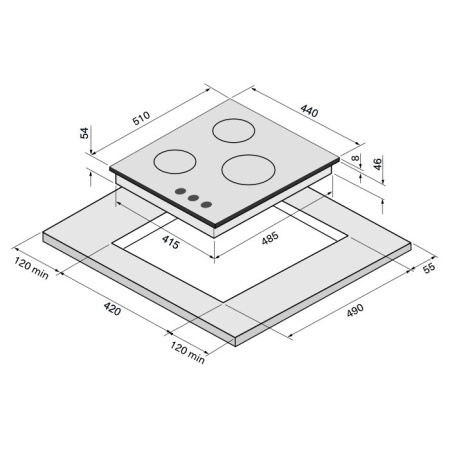 KRONA VOLLE 45 IX K газовая варочная поверхность (независимая)