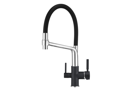 Кухонный смеситель GRANULA 0083, ШВАРЦ (чёрный металлик)