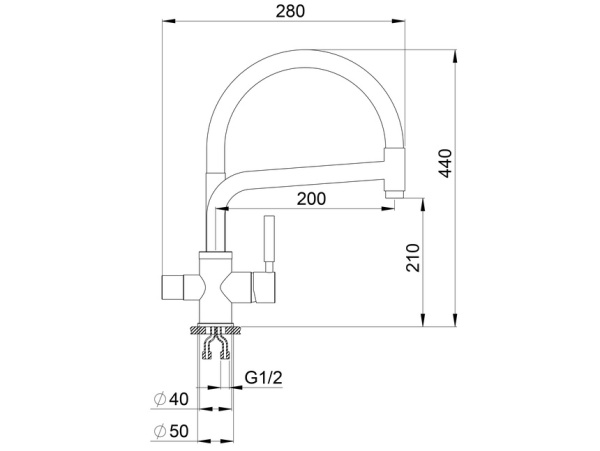 Кухонный смеситель GRANULA 0075, ХРОМ СМЕСИТЕЛЬ КУХОННЫЙ