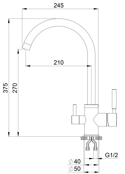 Кухонный смеситель GRANULA 3168, XРОМ/АРКТИК (БЕЛЫЙ)